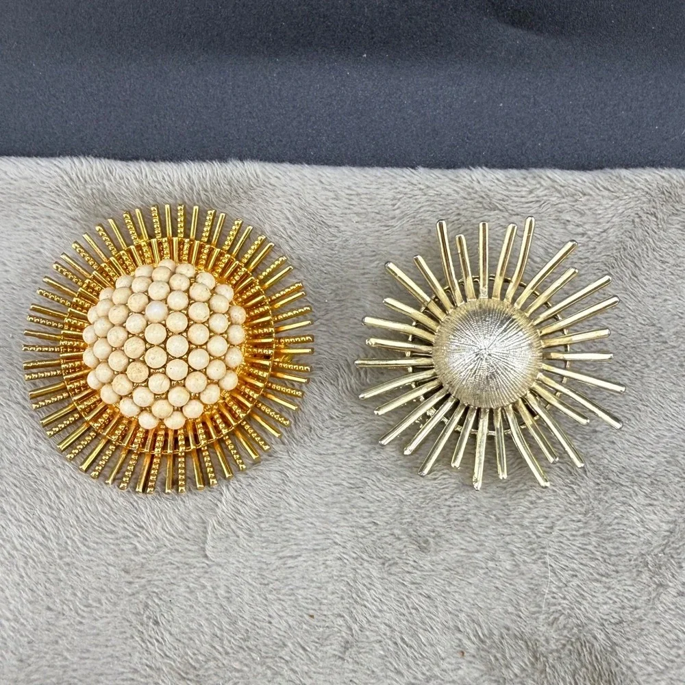 Vintage‎ Atomic Brooch Lot of 2 Gold Tone